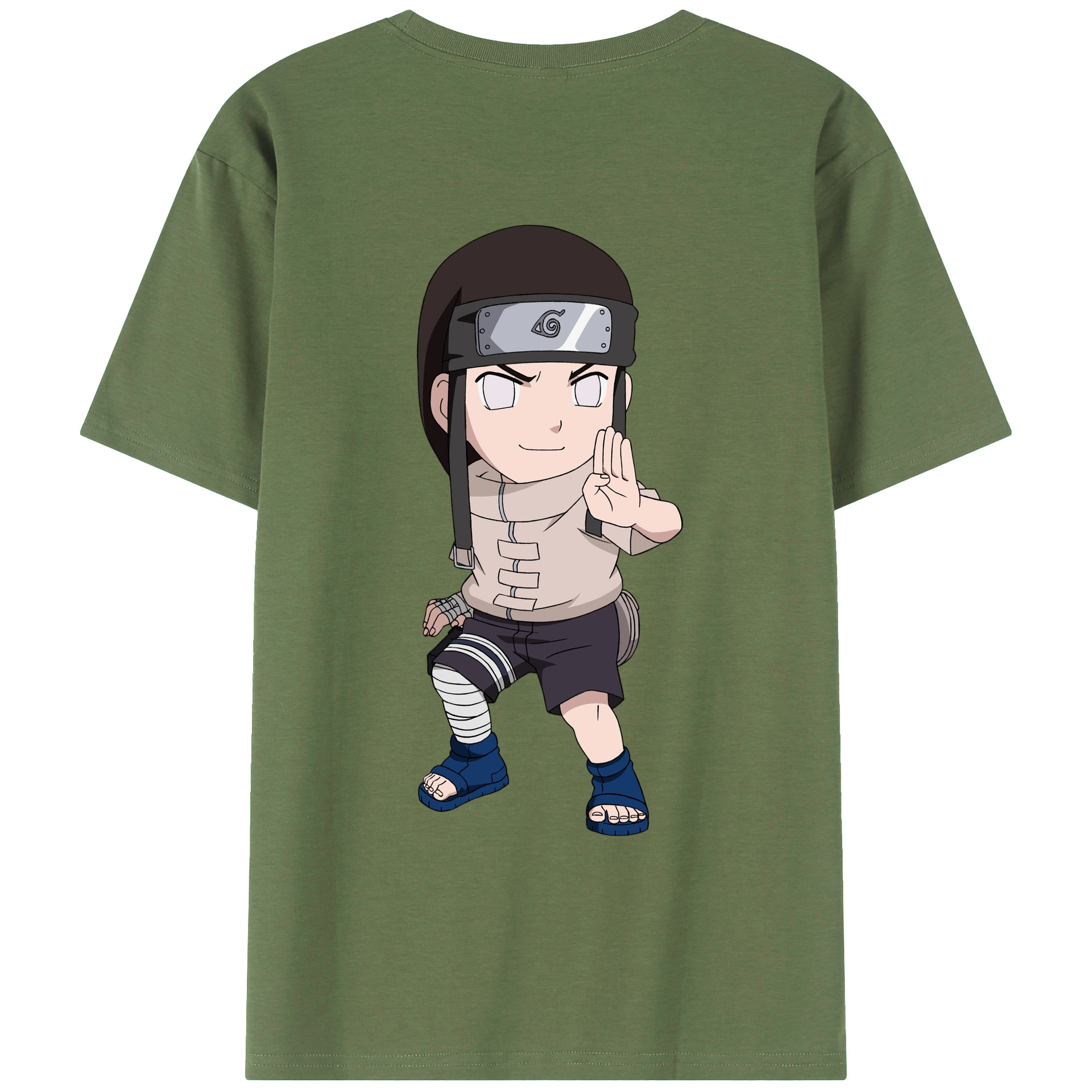 （画像用） NARUTO -ナルト- 日向ネジ Hyūga Neji 綿100％ メンズ半袖Tシャツ（バックプリント） 通気性